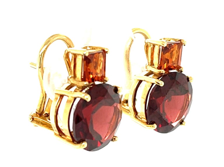 V3 Jewelry Set of Three Sterling Silver with Natural Garnet, White Topaz and Hessonite Garnet Stud Earrings