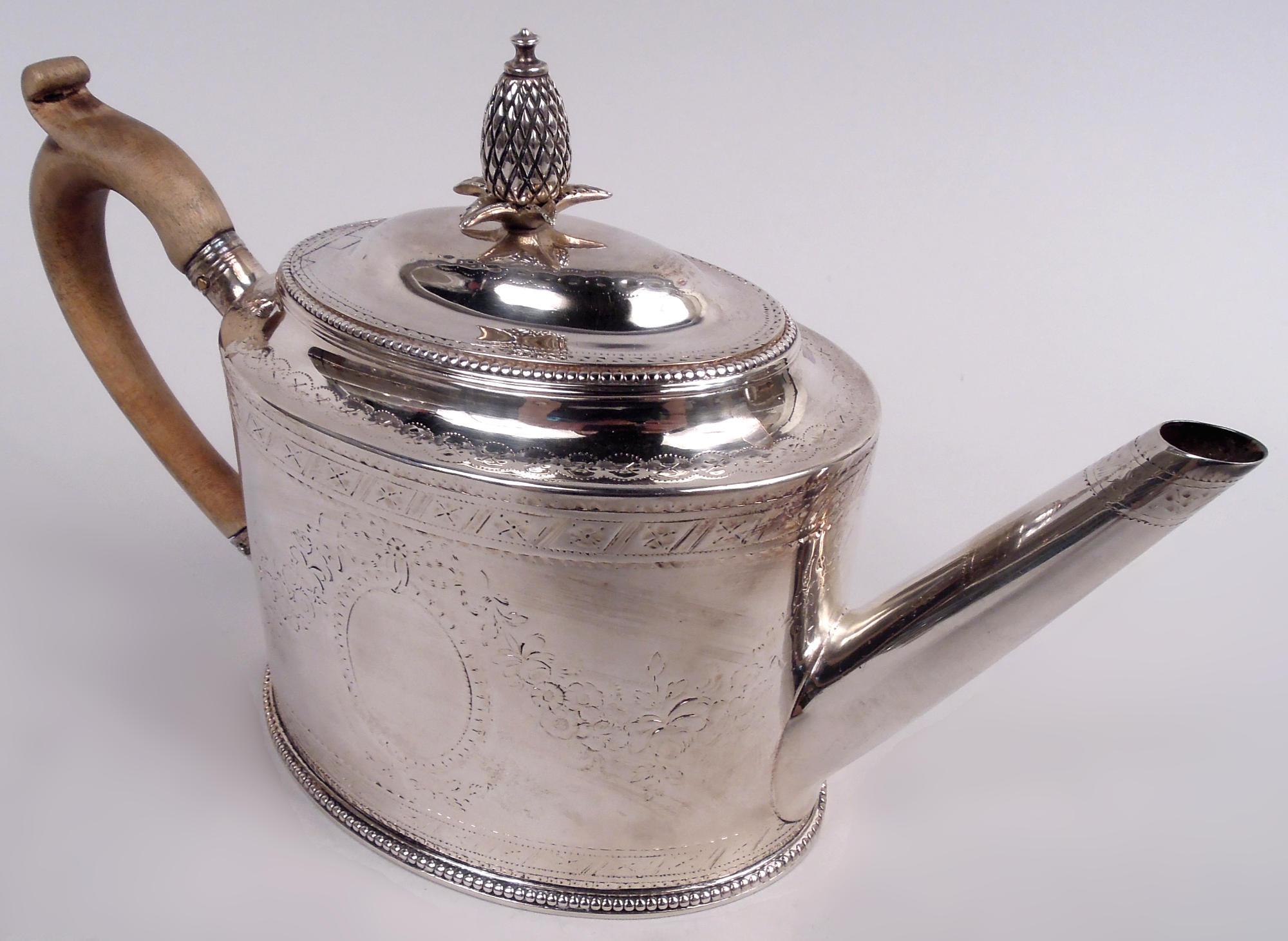 British Hester Bateman English Georgian Neoclassical Teapot, 1780 For Sale