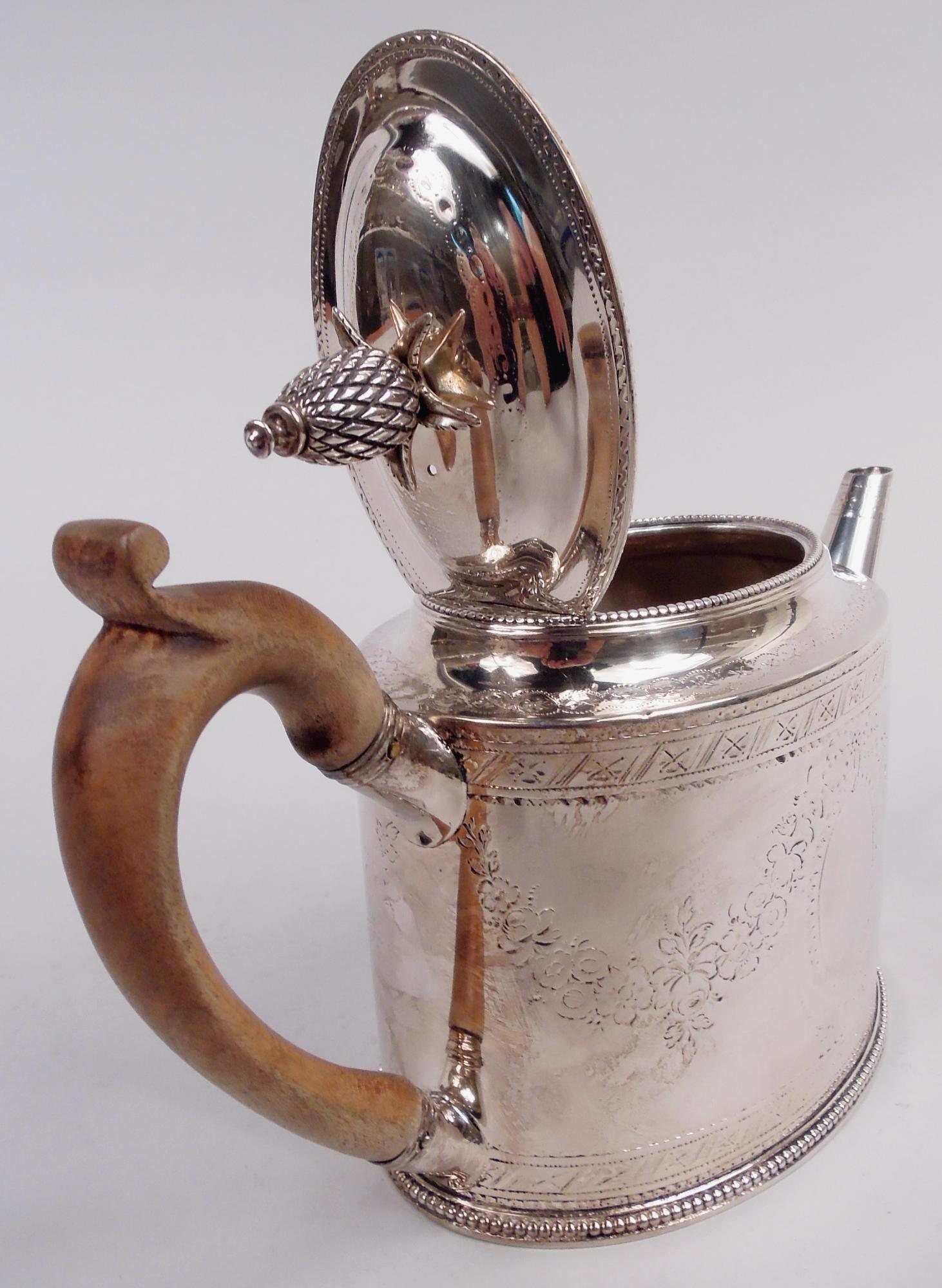 Late 18th Century Hester Bateman English Georgian Neoclassical Teapot, 1780 For Sale