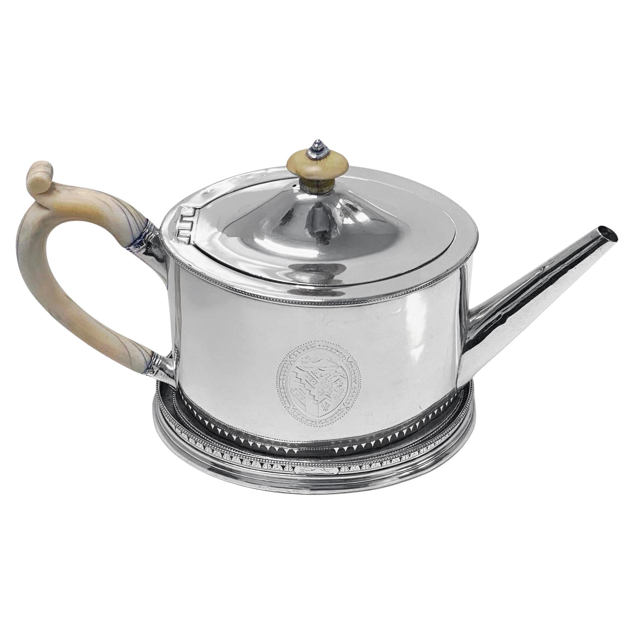 Hester Bateman Georgian Silver Teapot and stand London 1788 For Sale