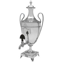 Hester Bateman - Urna de té neoclásica antigua de plata de ley - Londres 1780