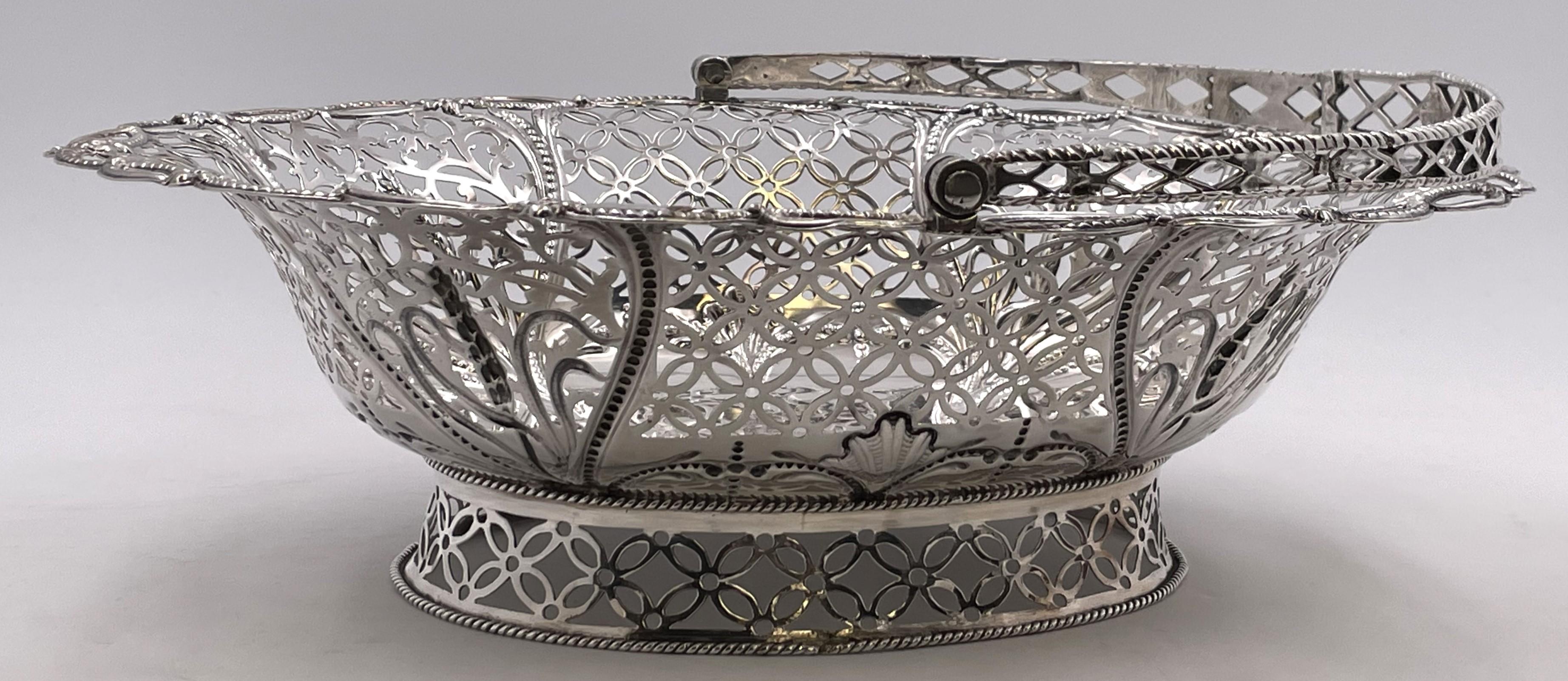 Hester Bateman(?) Sterling Silber 1770 Korb Schale aus Georgian Era im Angebot 2