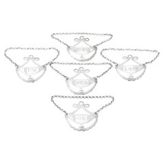 Hester Bateman Etichette per bottiglie in argento sterling Biglietti Antico Giorgio III