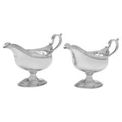 Hester Bateman, Stunning Pair of George III Period Sauce Boats, London, 1784