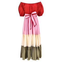 Hester Bly Colour-Block Cotton Belted Maxi Dress