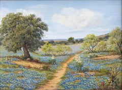 Texas Spring Pastoral Landscape with Bluebonnets