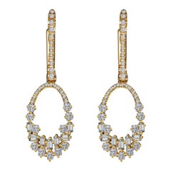 Hestia Modern Illuminate Baguette Diamond Drop Gold Earrings
