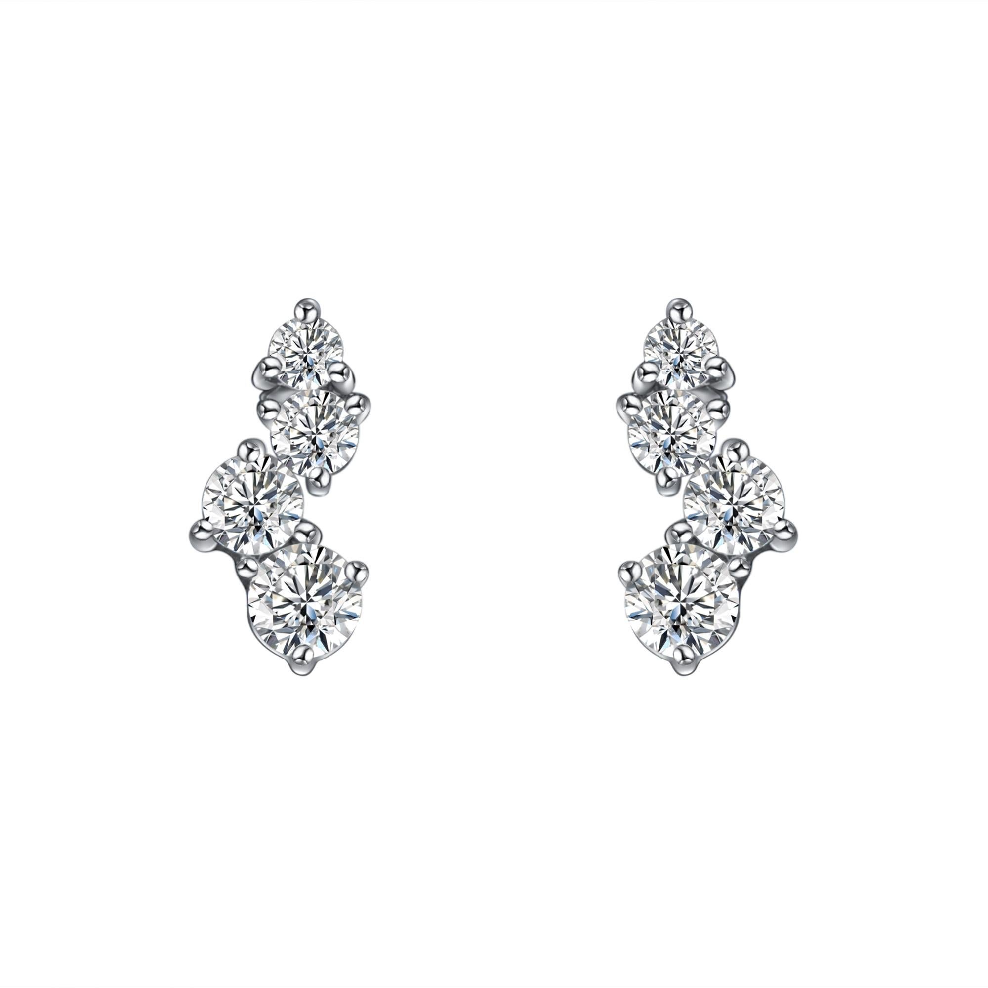 Hestia Bare Modern Diamond Cluster White Gold Stud Earrings In New Condition For Sale In Toronto, Ontario