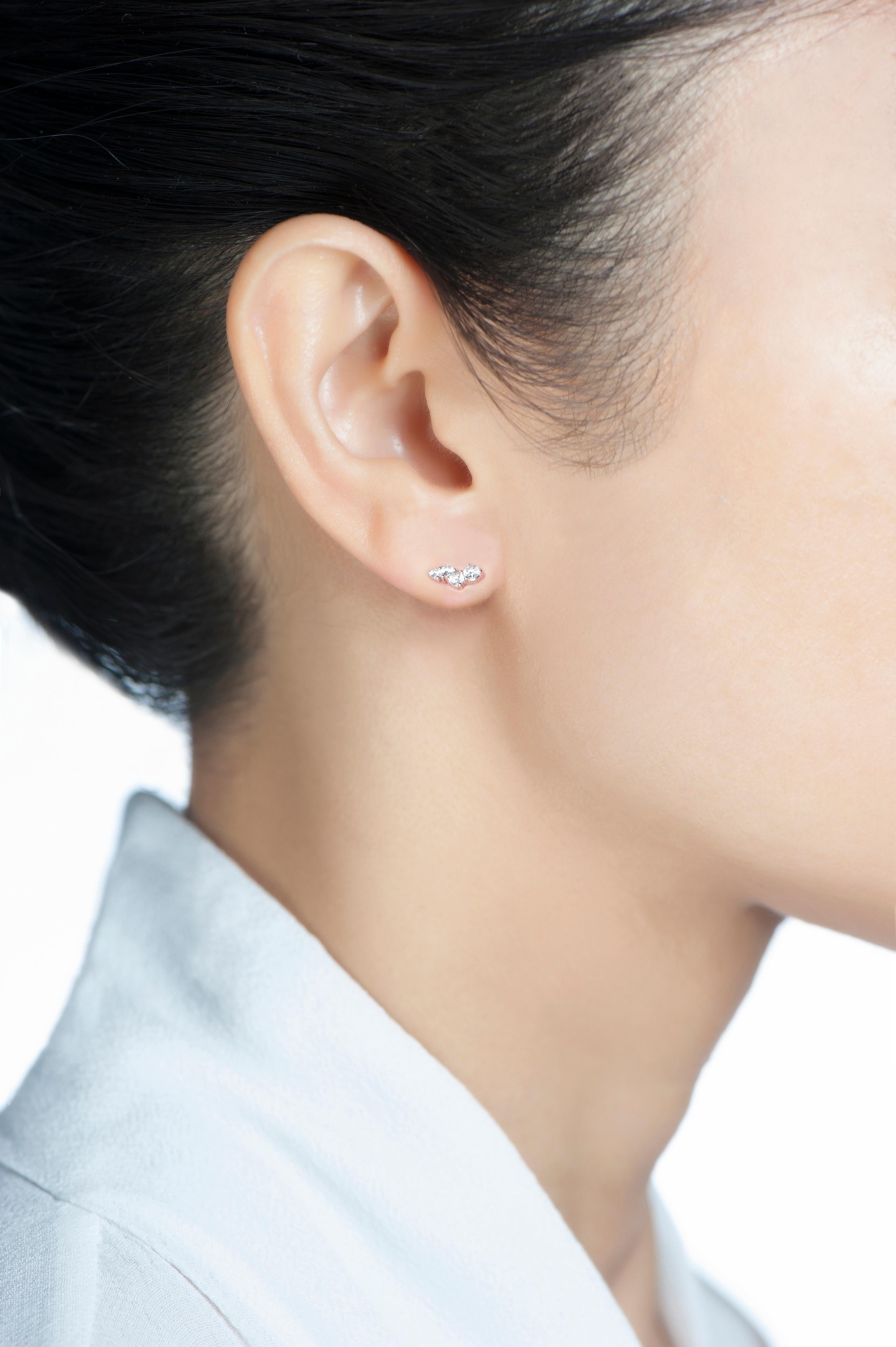 Women's Hestia Bare Modern Diamond Cluster White Gold Stud Earrings For Sale