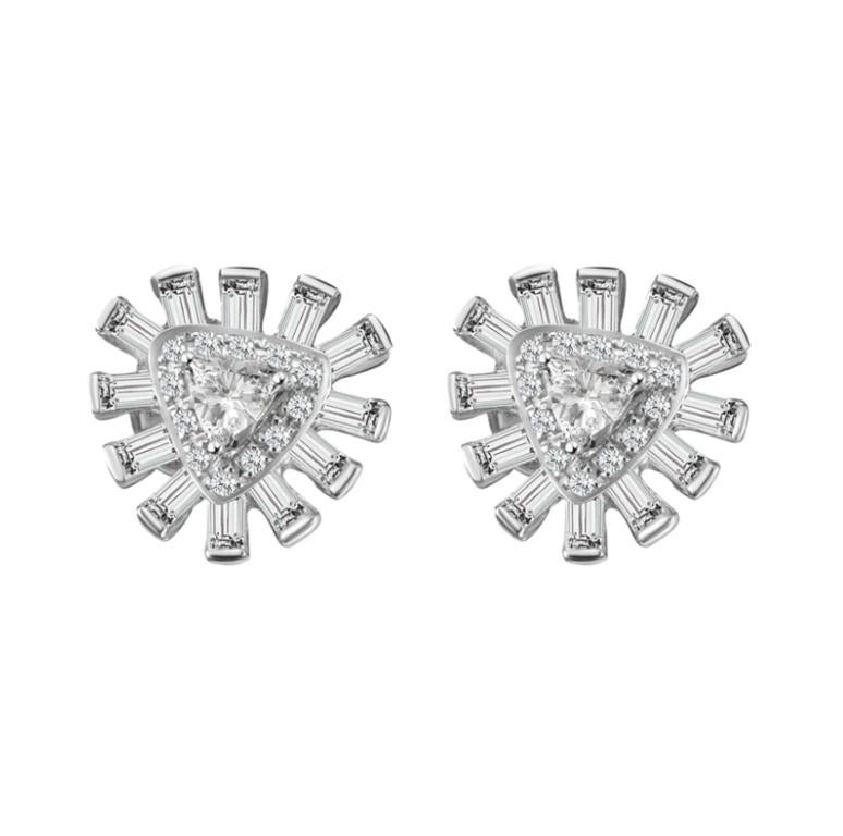 Women's Hestia Modern Glamour Diamond Cluster White Gold Stud Earrings For Sale