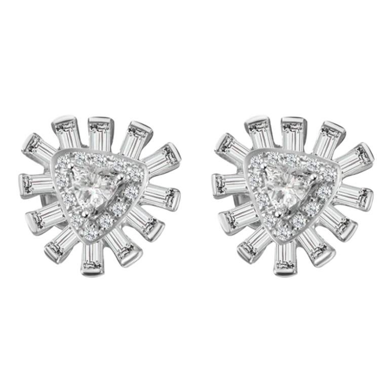 Hestia Modern Glamour Diamond Cluster White Gold Stud Earrings For Sale