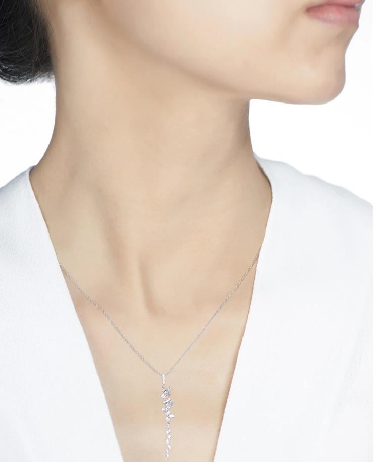 18K White Gold Long Pendant with Round and Baguette Cut Diamonds
Gross Weight: 5.01
Gold Weight: 4.89
Diamonds Carats: 0.305
Diamonds Color: G
Diamonds Clarity: VS
Hestia Jewels

Modern baguette diamond necklace, ideal for everyday, evening, or