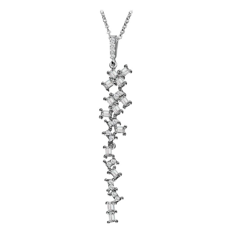 Hestia Modern Delight Baguette Diamond Long Pendant Necklace For Sale