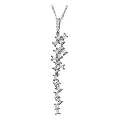 Hestia Modern Delight Baguette Diamond Long Pendant Necklace