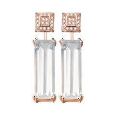 Hestia Modern Diamond Studs and Sunflower Quartz Gemstone Earring Extenders