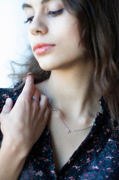 Hestia Modern Joy Flower Baguette Diamond Dainty Necklace