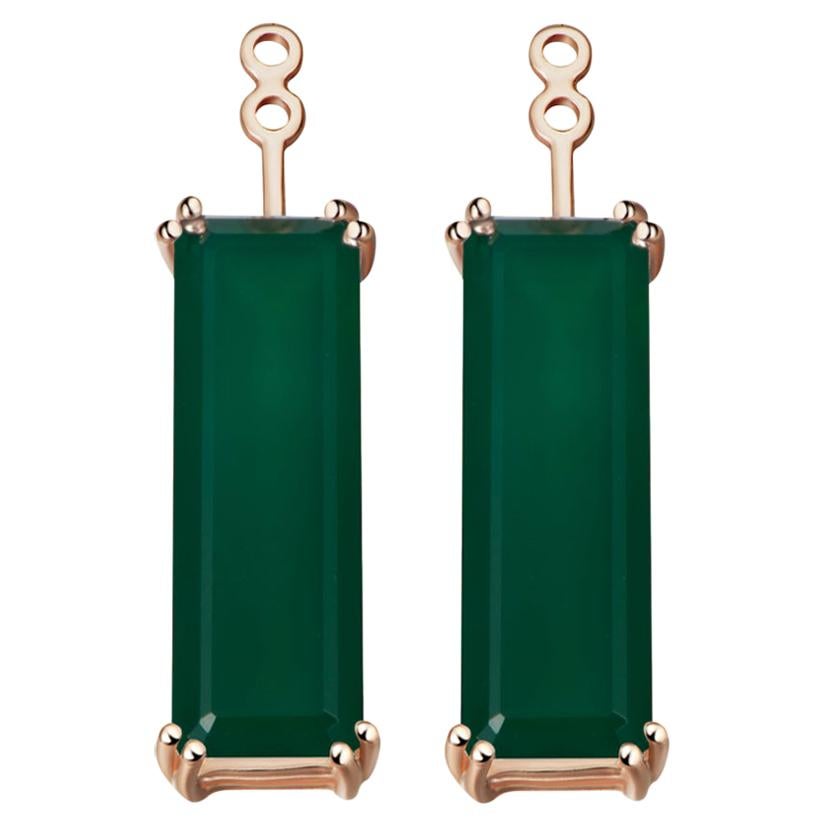 Hestia Modern Green Agate Gemstone Marilyn Earring Extenders For Sale