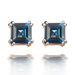 Hestia Modern London Blue Topaz Stud and Black Onyx Gemstone Earring Extenders