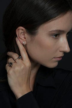 Hestia Modern Onyx Diamond Heart Rose Gold Ring