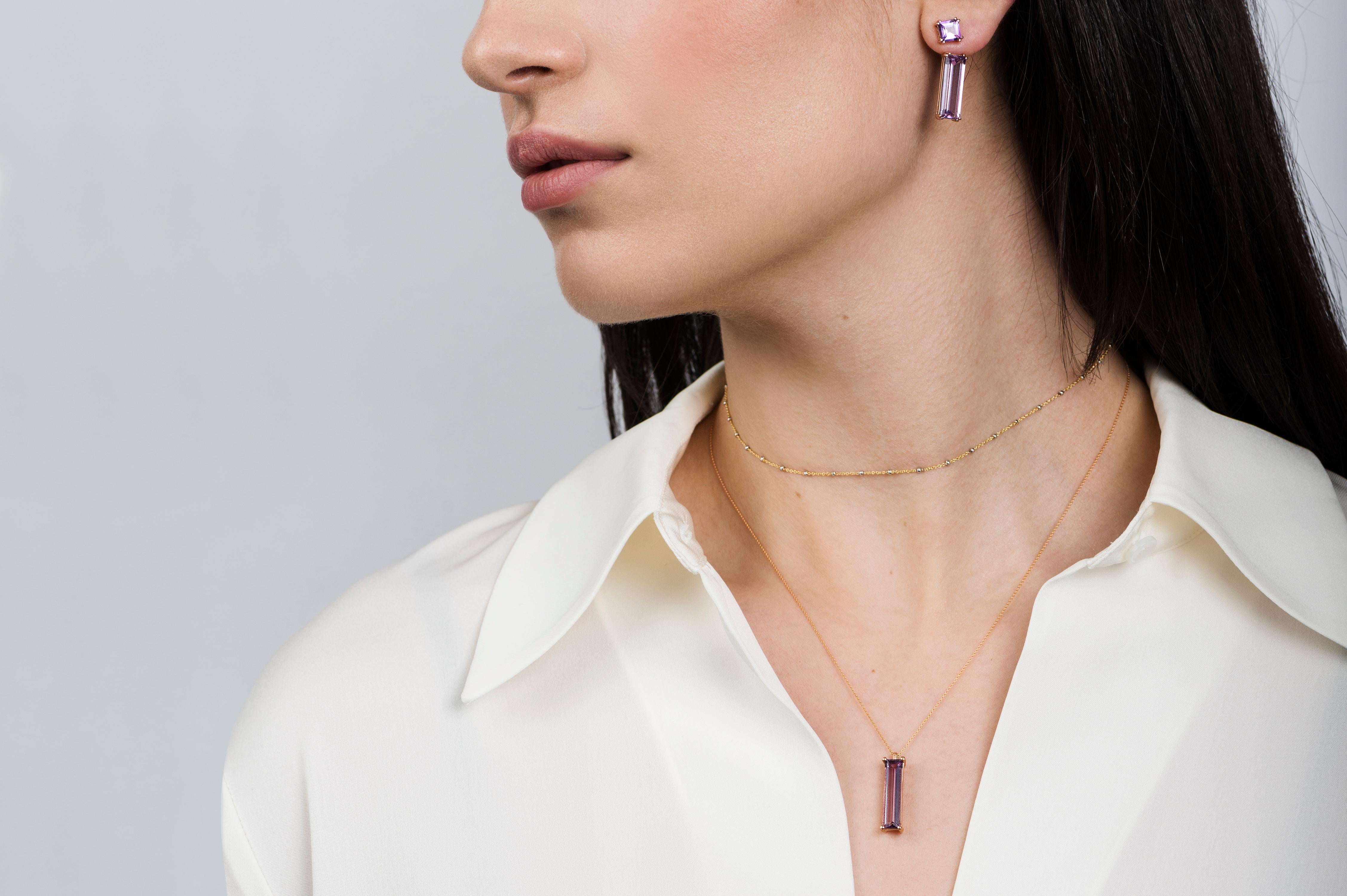 Hestia Modern Elizabeth Purple Amethyst Gemstone Pendant Necklace In New Condition For Sale In Toronto, Ontario