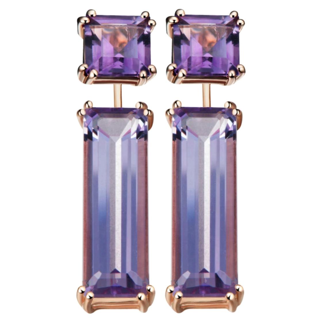 Hestia Modern Sophia Purple Amethyst Stud and Marilyn Gemstone Earring Extenders For Sale