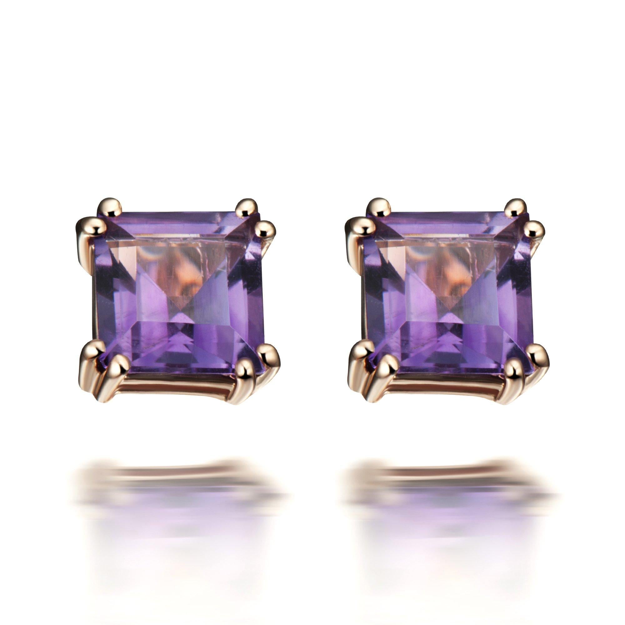 14K Rose Gold Purple Amethyst Sophia Stud Earrings and Marilyn Earring Extenders
Weight: 5.71 grams.
Gemstone Carats: 10.60 ct.
Hestia Jewels

Unique and modern gemstone drop earrings, ideal for everyday, evening, or bridal and alternative wedding.