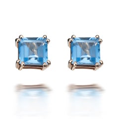 Hestia Modern Sophia Swiss Blue Topaz Stud & Marilyn Gemstone Earring Extenders