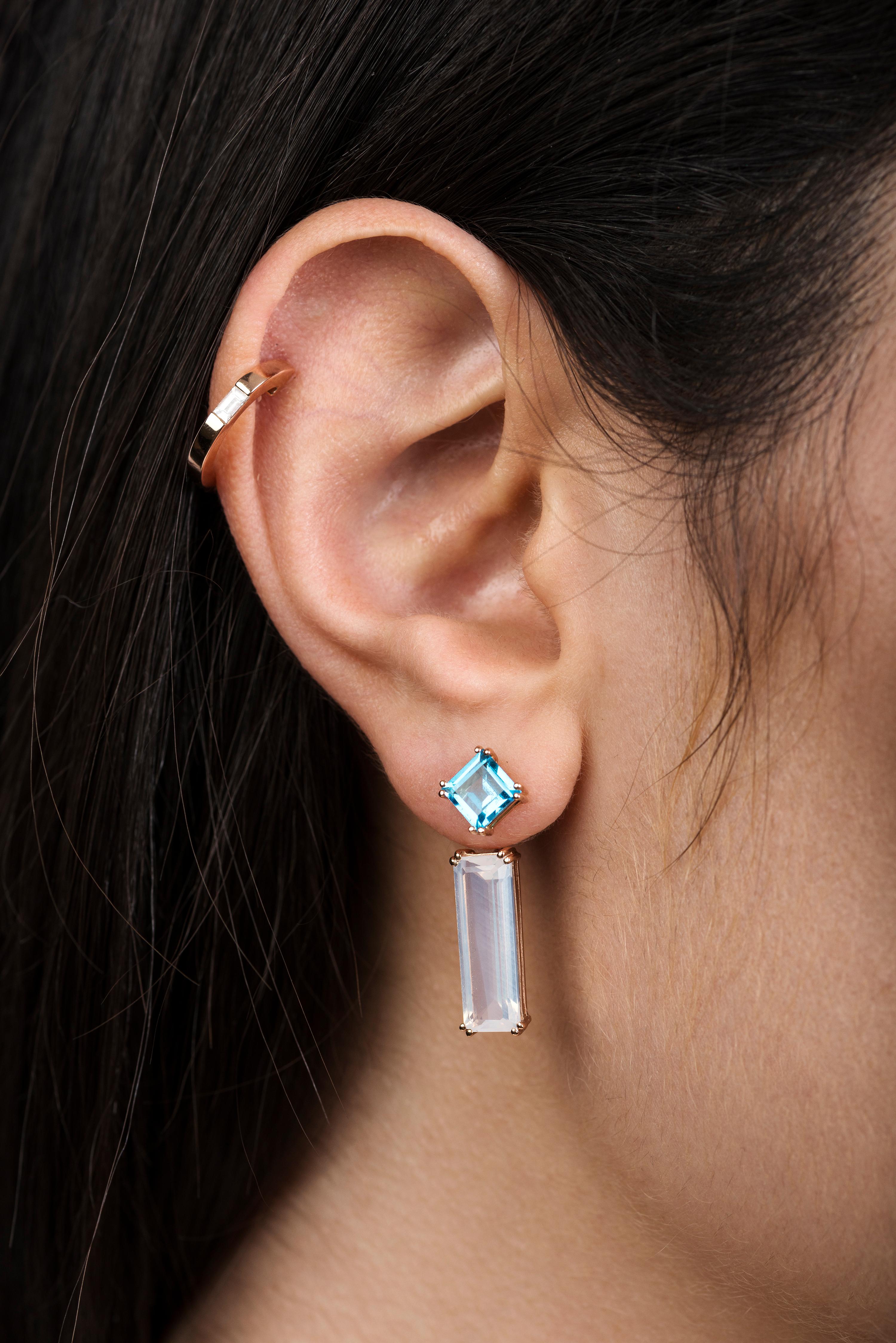 14K Rose Gold Sunflower Quartz Gem Bar Marilyn Earring Extenders. (Extender only, Stud earrings sold separately).
Gold Weight: 3.36 grams.
Quartz Carats: 8.00 ct.
Wear and customize with Neo Classic stud earrings, or with any studs of your