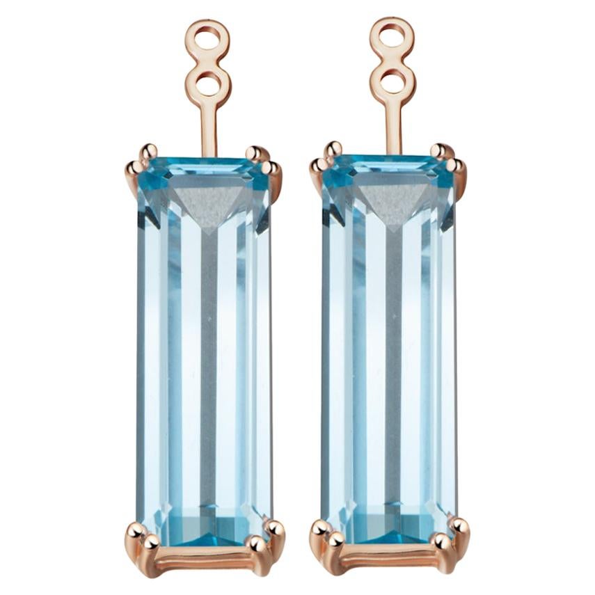 Hestia Modern Swiss Blue Topaz Gemstone Marilyn Earring Extenders For Sale
