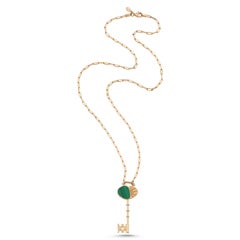 Hestia Necklace in Rose Gold with Malachite and White Diamond