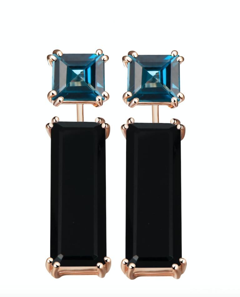 14K Rose Gold Swiss Black Onyx Marilyn Earring Extenders. (Extender only, Stud earrings sold separately).
Gold Weight: 3.36 grams.
Onyx Carats: 8.00 ct.
Wear and customize with Neo Classic stud earrings, or with any studs of your choice.
Handmade in