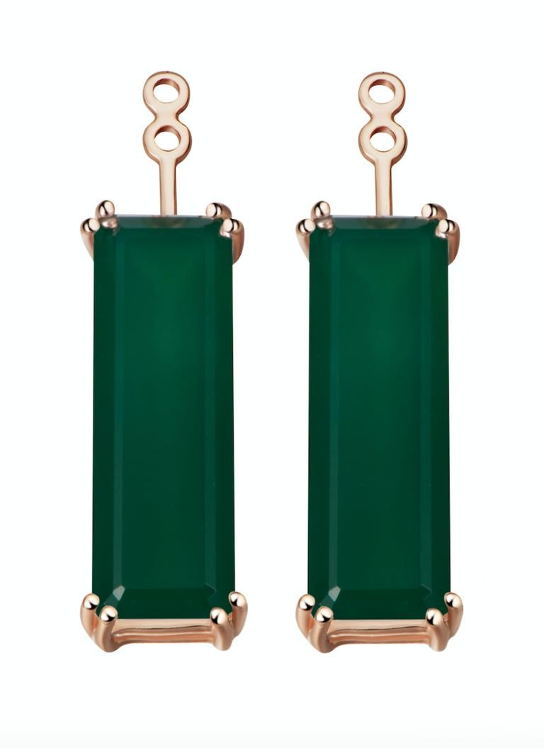 Women's Hestia Modern Green Agate Gemstone Marilyn Earring Extenders For Sale