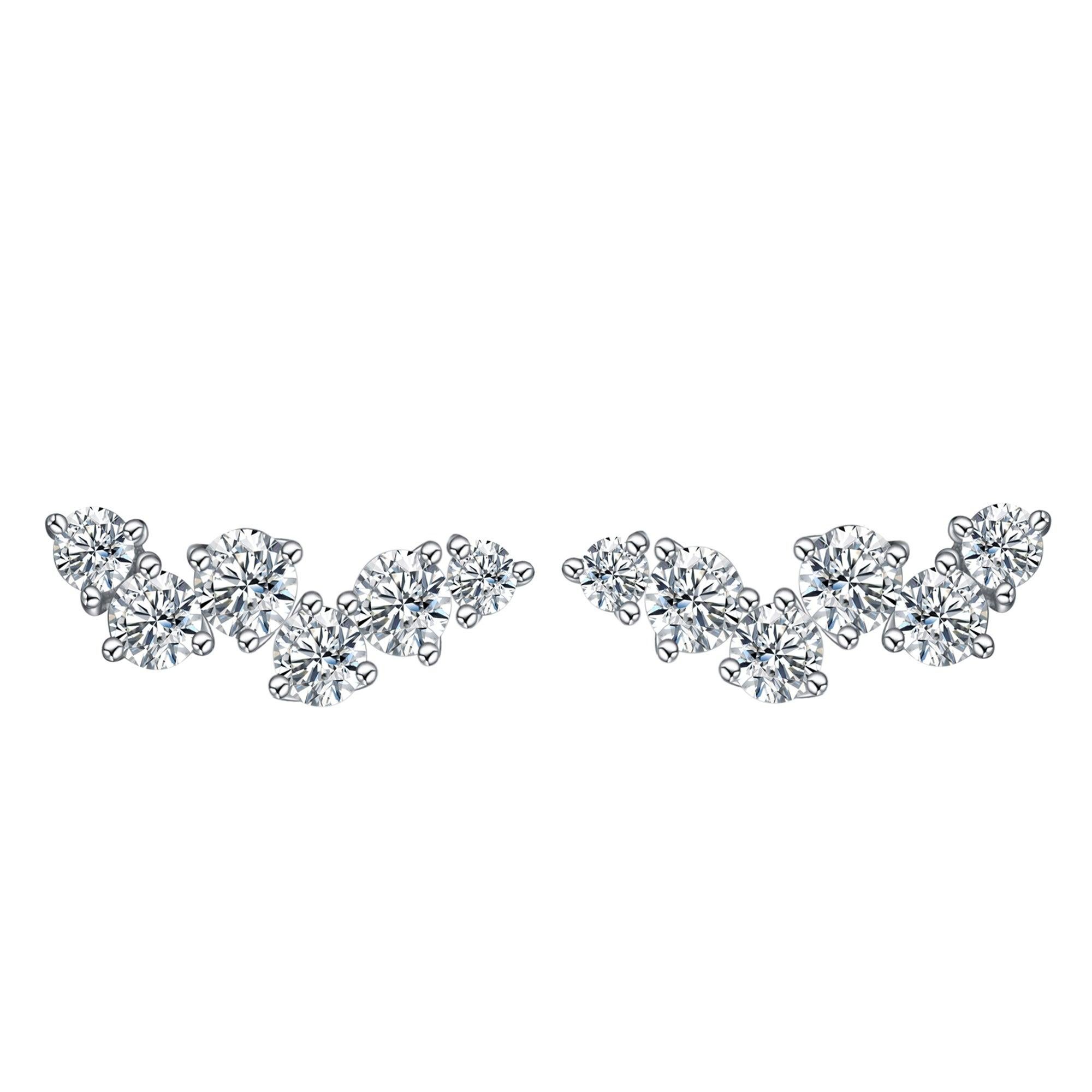 Hestia Pure Modern Diamond Cluster White Gold Stud Earrings For Sale