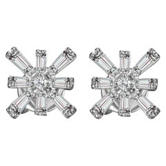 Hestia Modern Star Baguette Diamond White Gold Earrings