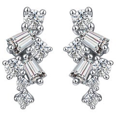 Hestia True Modern Diamond Cluster White Gold Stud Earrings