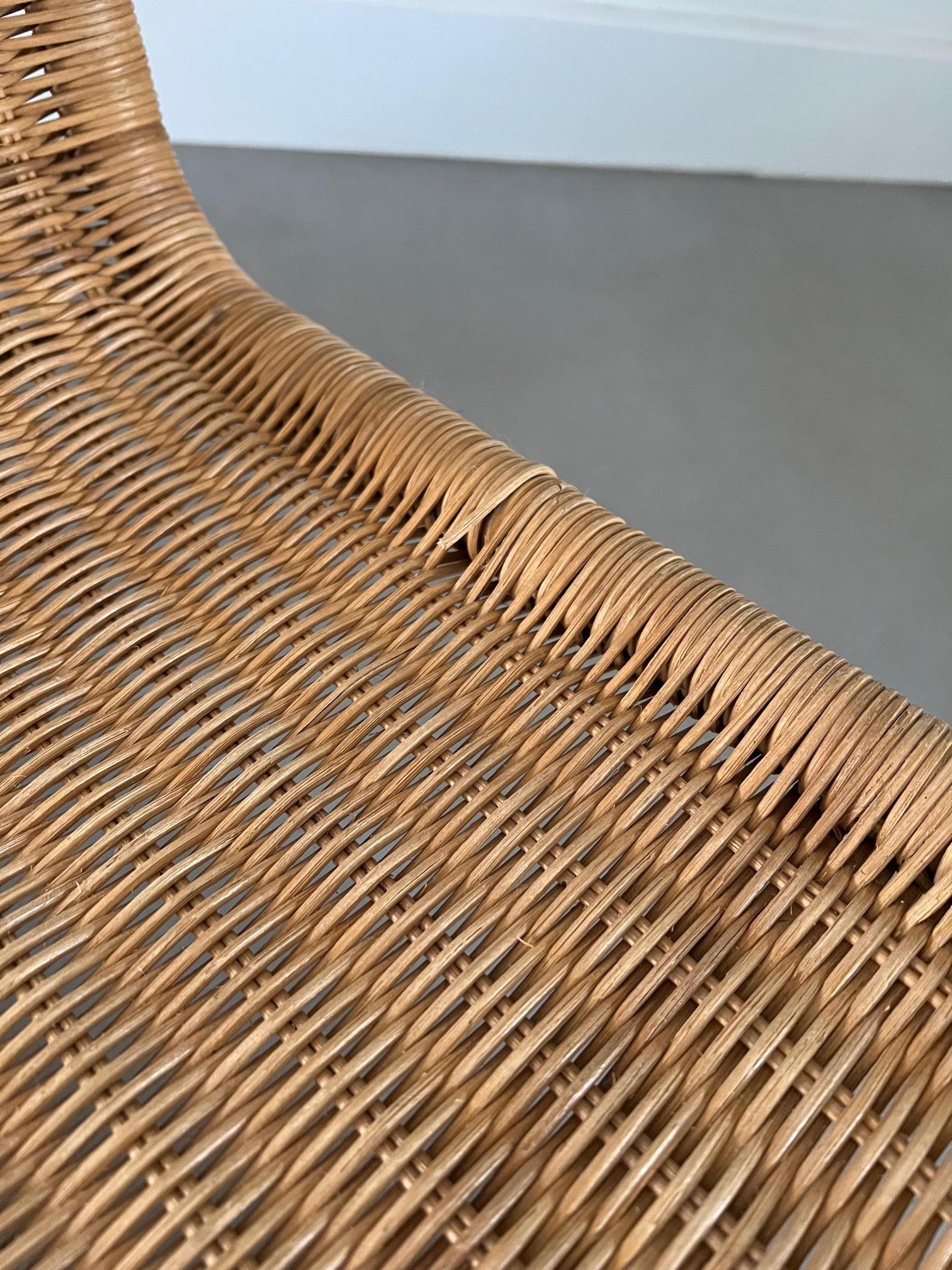 Hestra P8 Wicker/Rattan Lounge Chair in the Style of Tito Agnoli In Good Condition In GOOR, NL