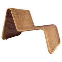 Vintage Hestra P8 Wicker/Rattan Lounge Chair in the Style of Tito Agnoli