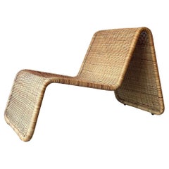 Vintage Hestra P8 Wicker/Rattan Lounge Chair in the Style of Tito Agnoli