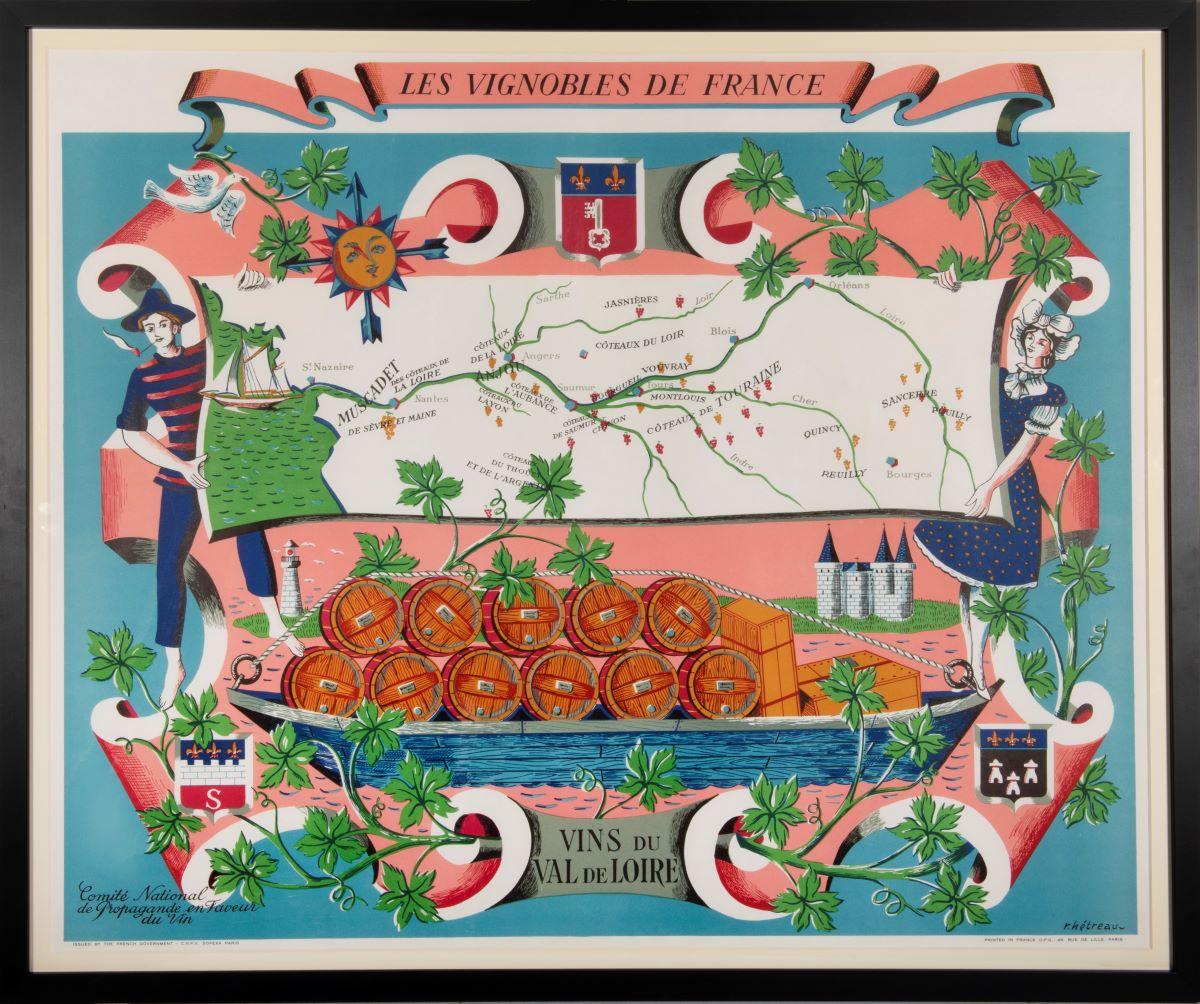 HETRÉAU, Remy. Figurative Print - Les Vignobles De France - Vins du Val de Loire 