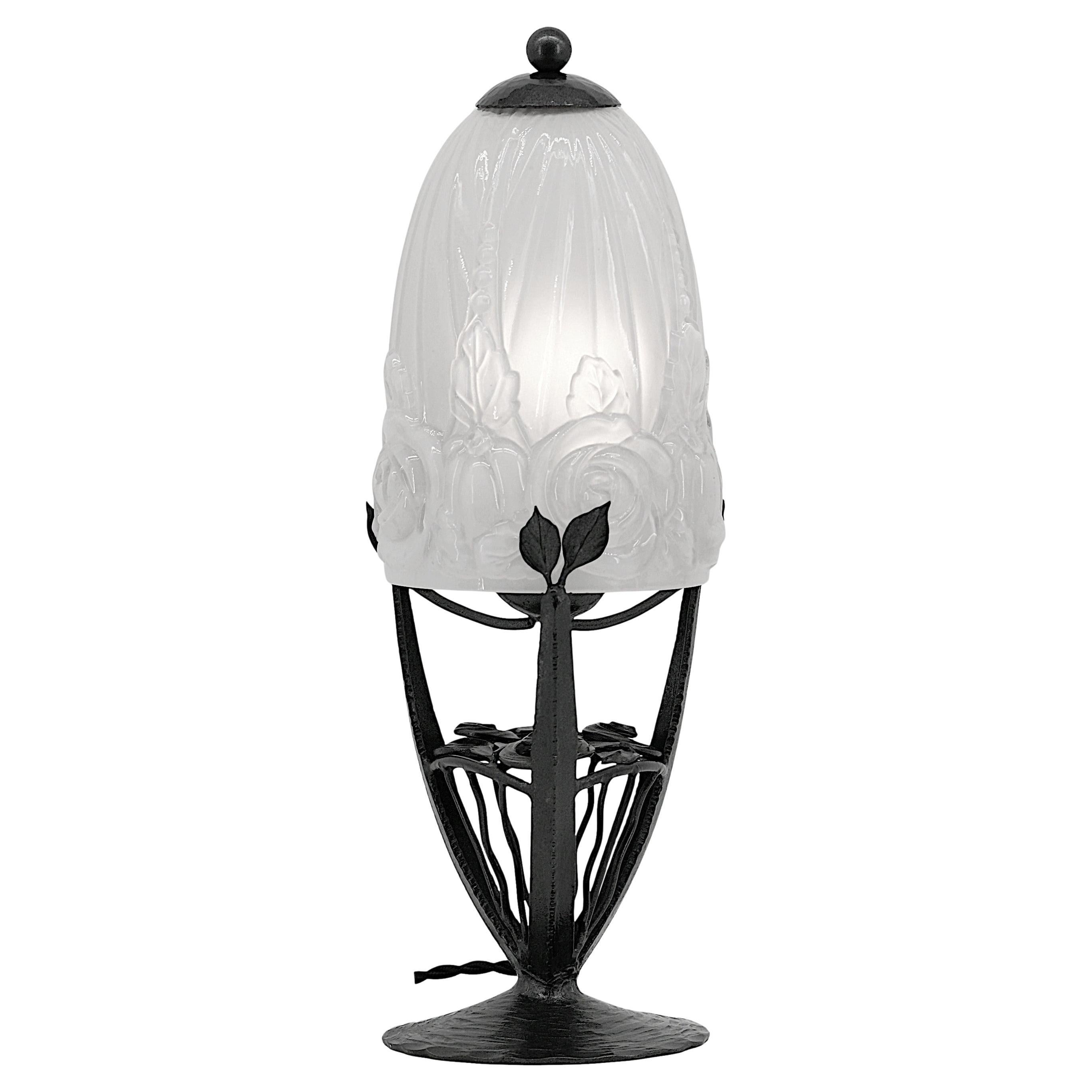 HETTIER & Vincent & Baccarat Rara lampada da tavolo Art Deco, 1920 in vendita