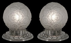 Hettier-Vincent Pair of French Art Deco Table / Bedside Lamps, 1925