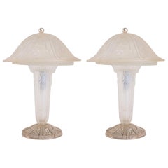Hettier Vincent Pair of Glass Table Lamps