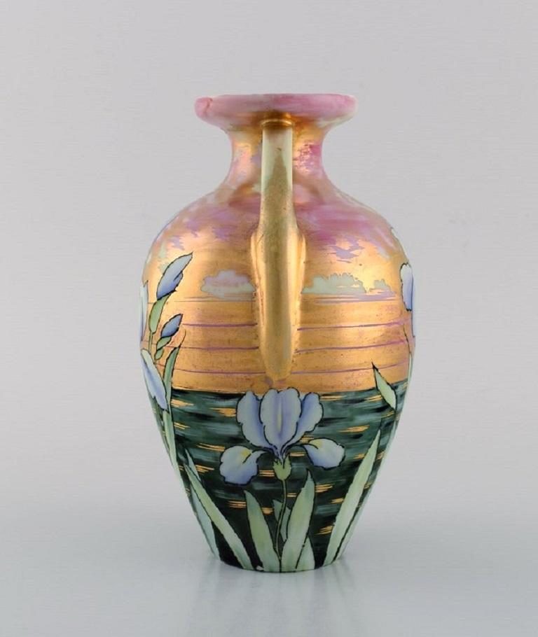 Early 20th Century Heubach, Germany, Antique Art Nouveau Vase in Porcelain with Flowers, Ca. 1900