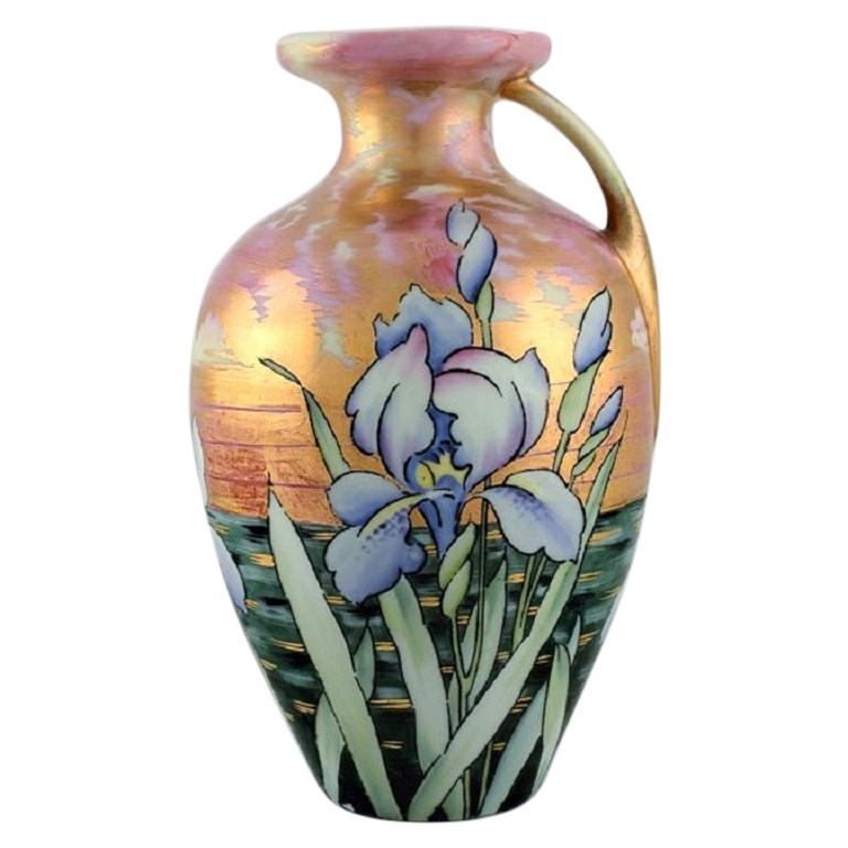 Heubach, Germany, Antique Art Nouveau Vase in Porcelain with Flowers, Ca. 1900