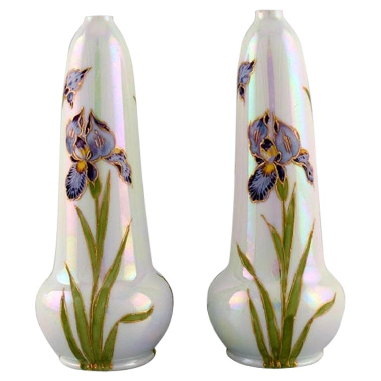 Deux vases anciens Art Nouveau en porcelaine de Heubach, Allemagne en vente