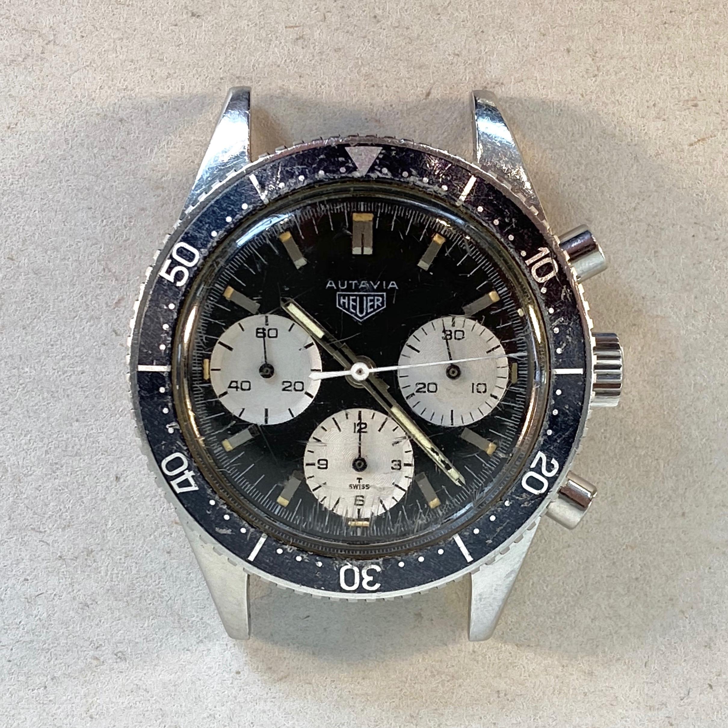 Heuer Autavia 2446 3rd Execution Transitional Chronograph, 1966 In Good Condition In San Francisco, CA