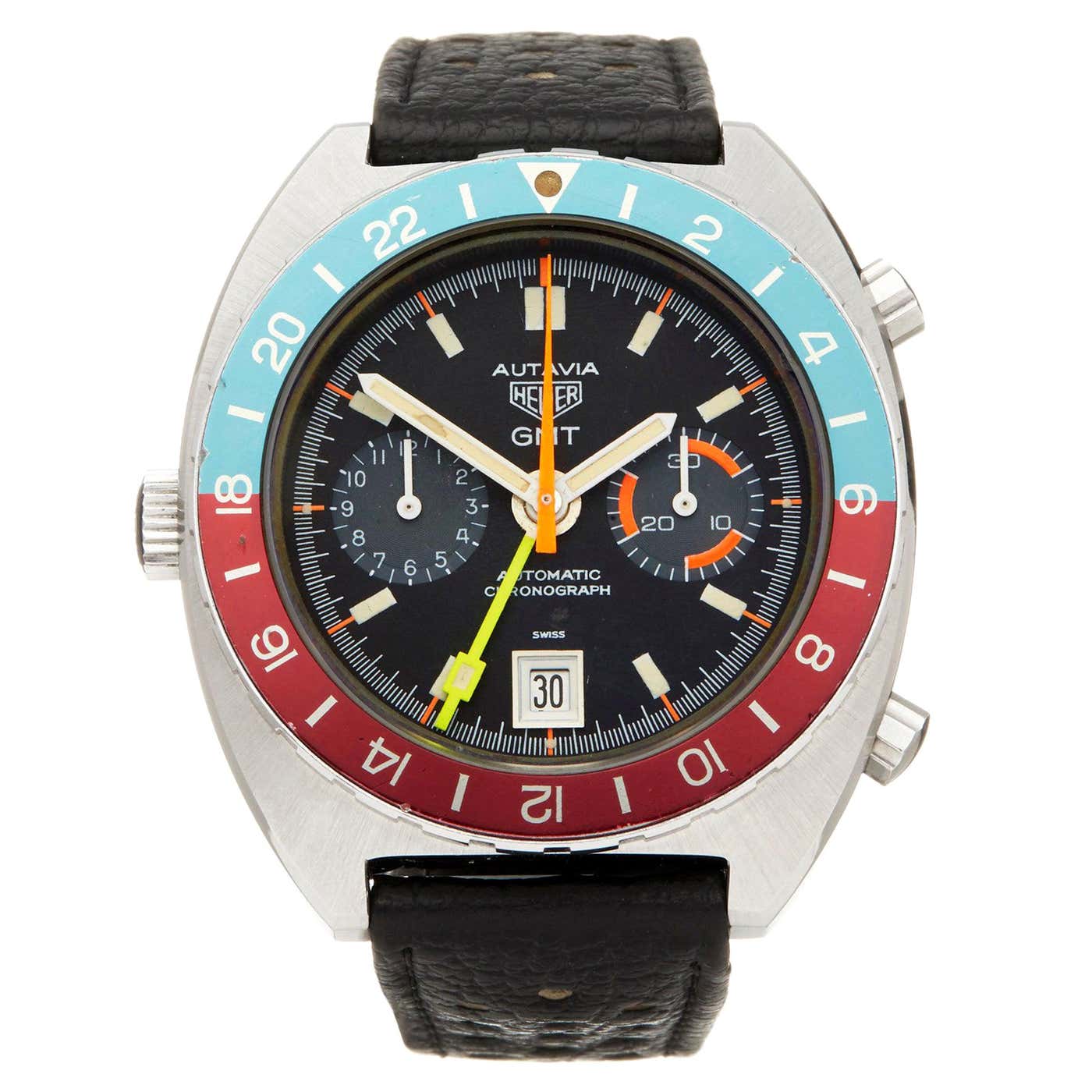 Heuer Autavia GMT Stainless Steel 11630 Wristwatch at 1stDibs | heuer ...