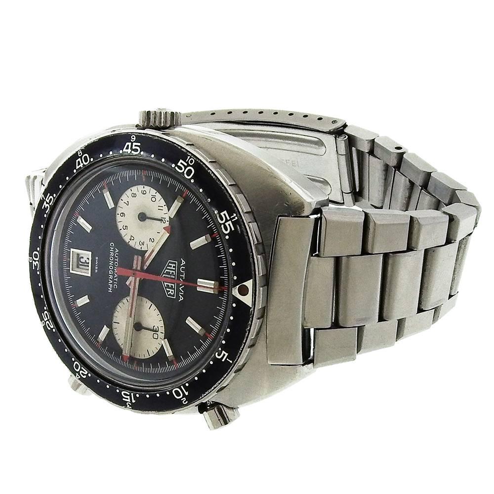Men's Heuer Stainless Steel Autavia Chronograph Automatic Wristwatch, circa 1970s