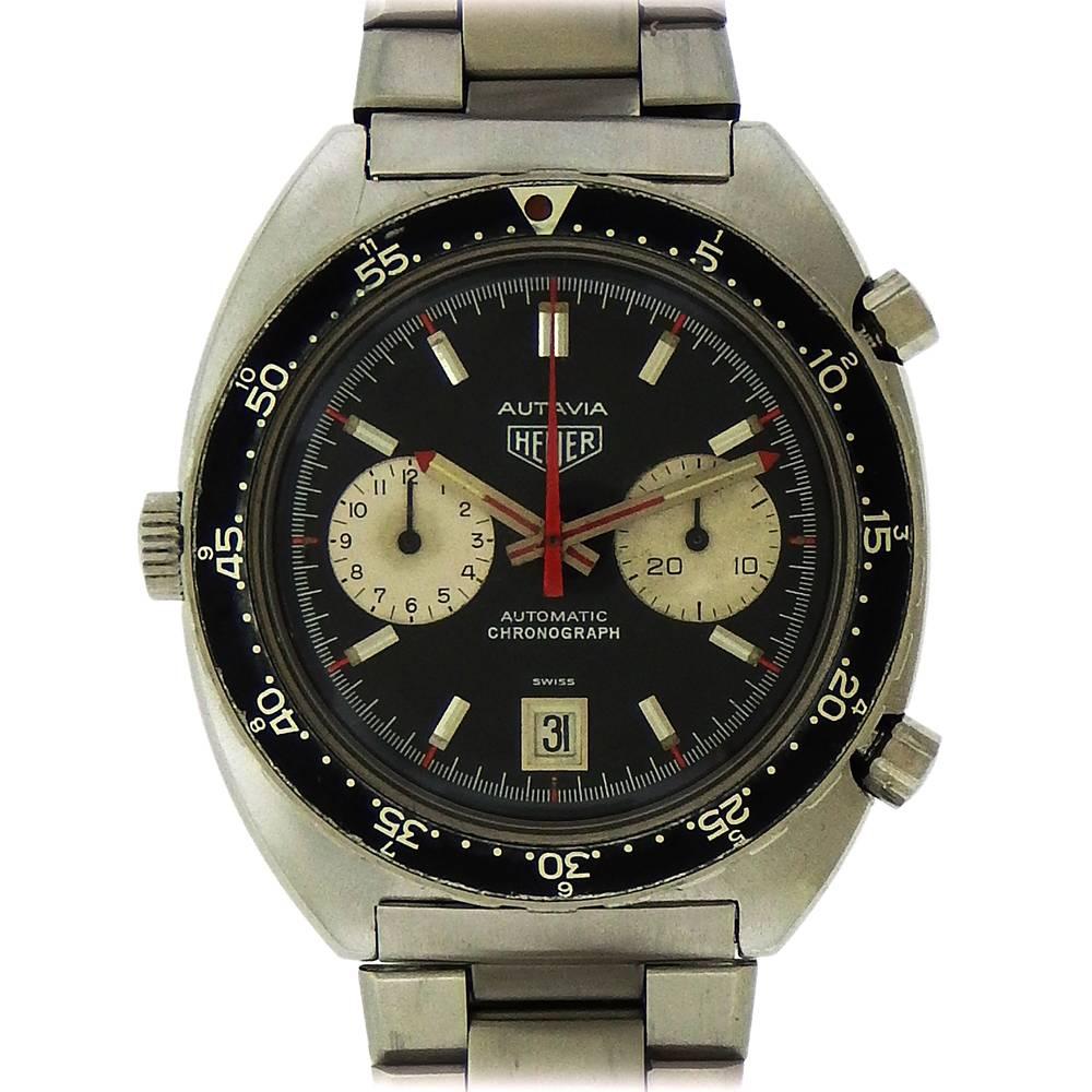 Heuer Stainless Steel Autavia Chronograph Automatic Wristwatch, circa 1970s