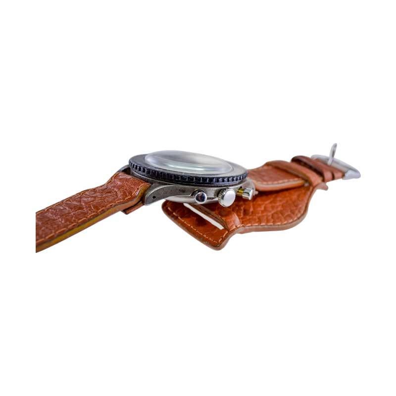 Heuer Bundeswehr chronographe en acier et métal à canon avec cadran et lunette d'origine en vente 8